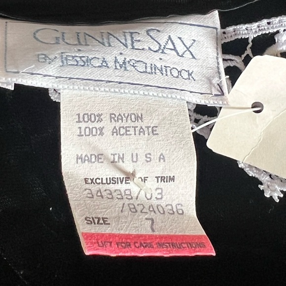 Gunne Sax Jessica McClintock VTG 80s Velvet Royal Black  Size 7 - Picture 9 of 11